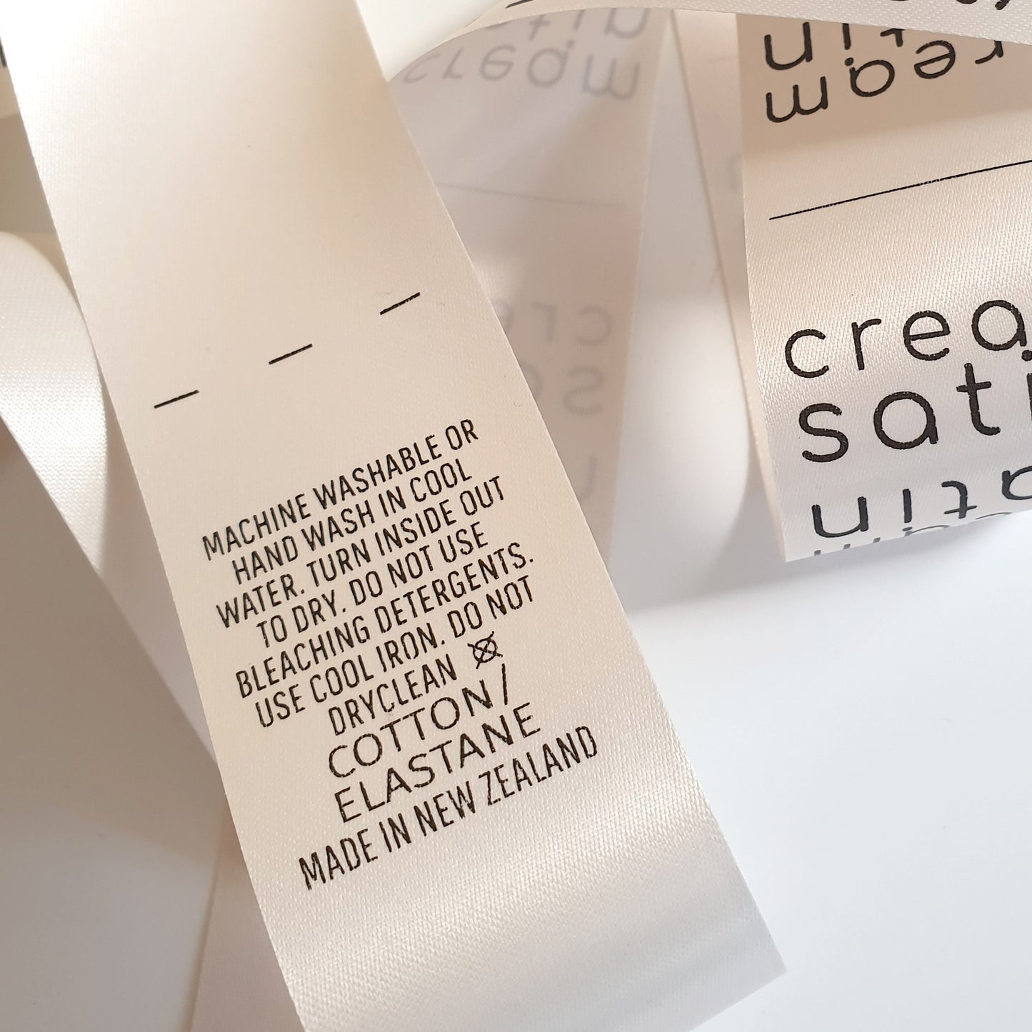 ~CREAM SATIN - STANDARD PRINT - FABRIC LABELS