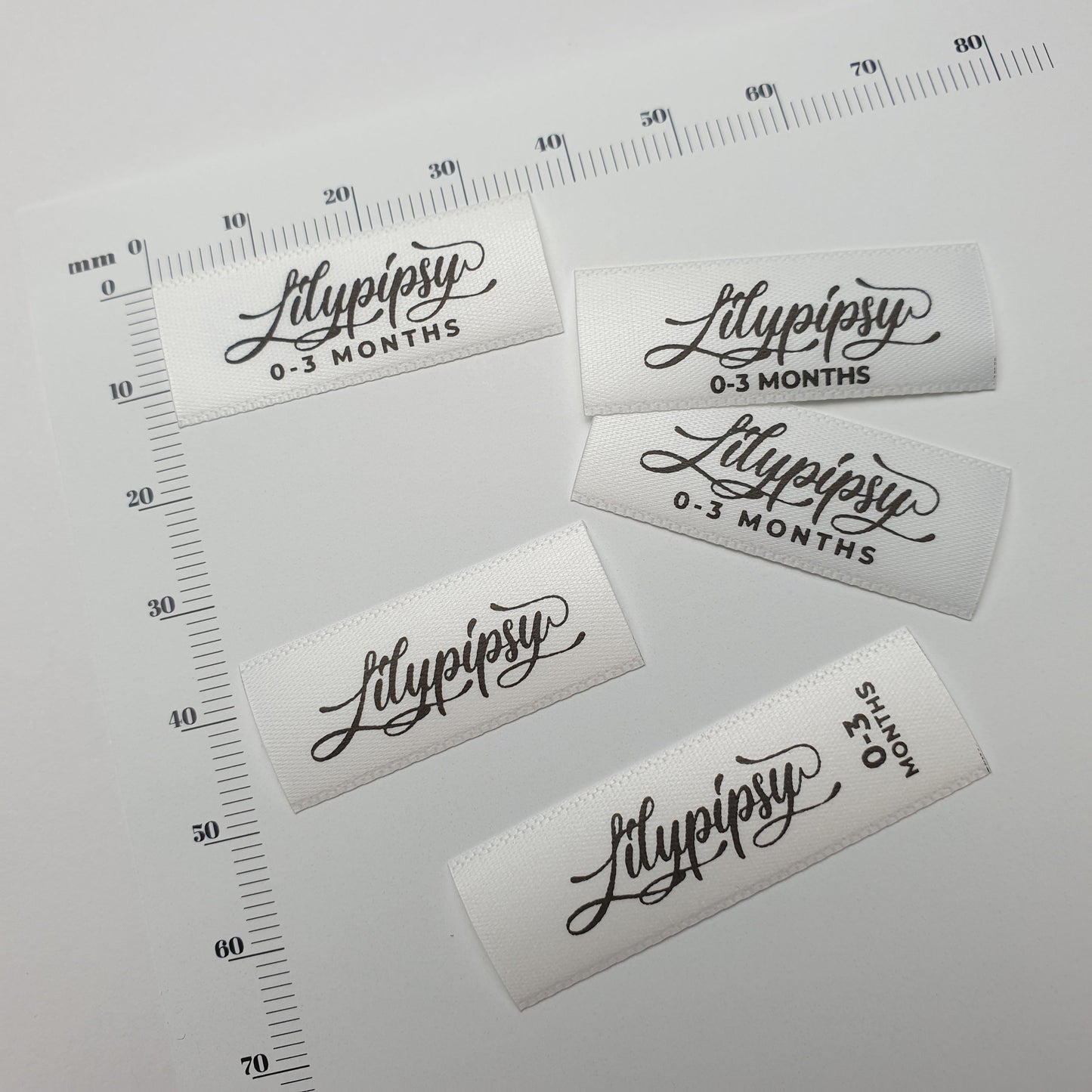 ~WHITE SATIN - STANDARD PRINT - FABRIC LABELS
