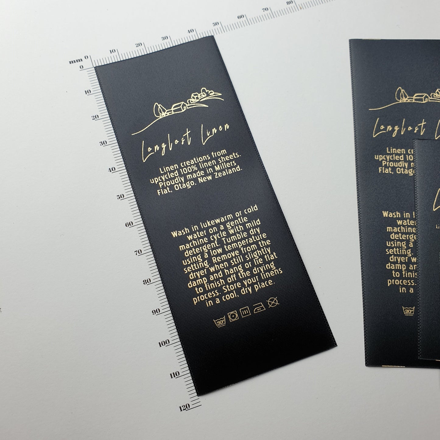 ~BLACK SATIN - STANDARD PRINT - FABRIC LABELS