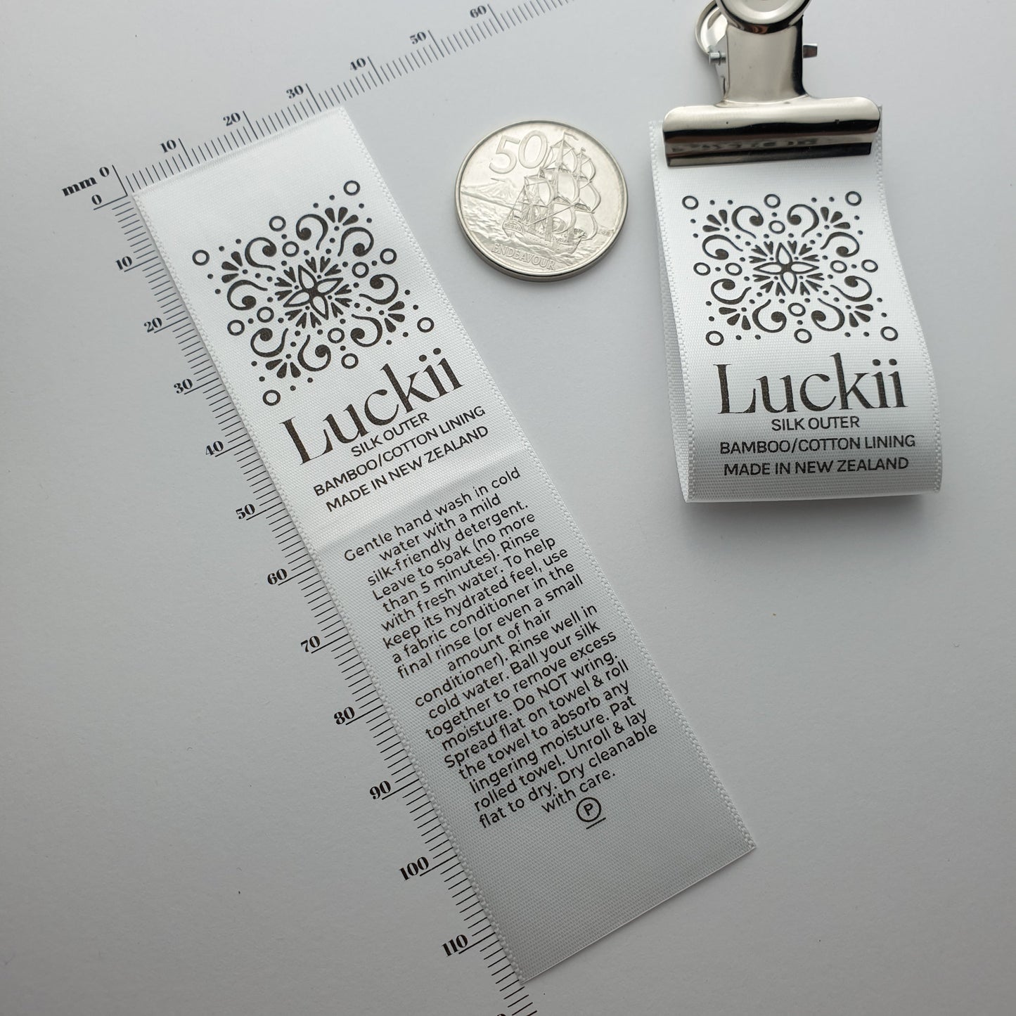 ~WHITE SATIN - STANDARD PRINT - FABRIC LABELS