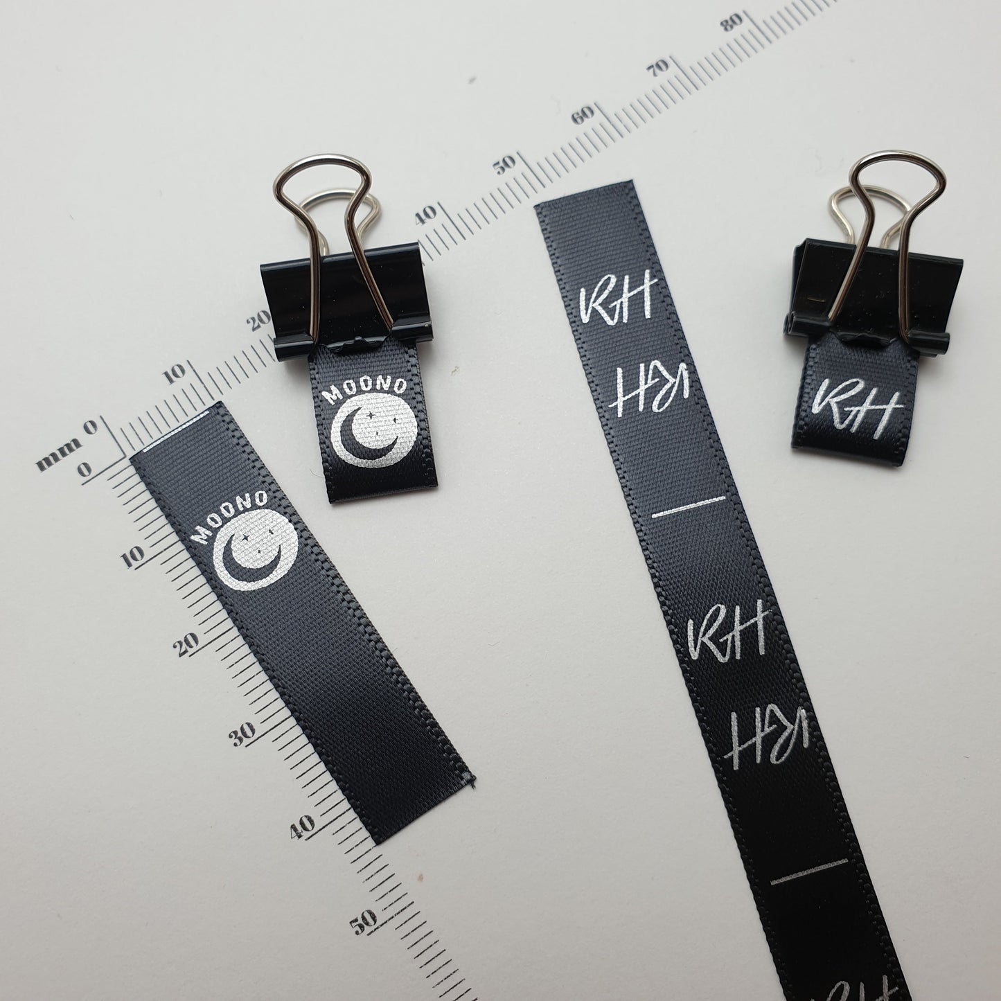 ~BLACK SATIN - STANDARD PRINT - FABRIC LABELS