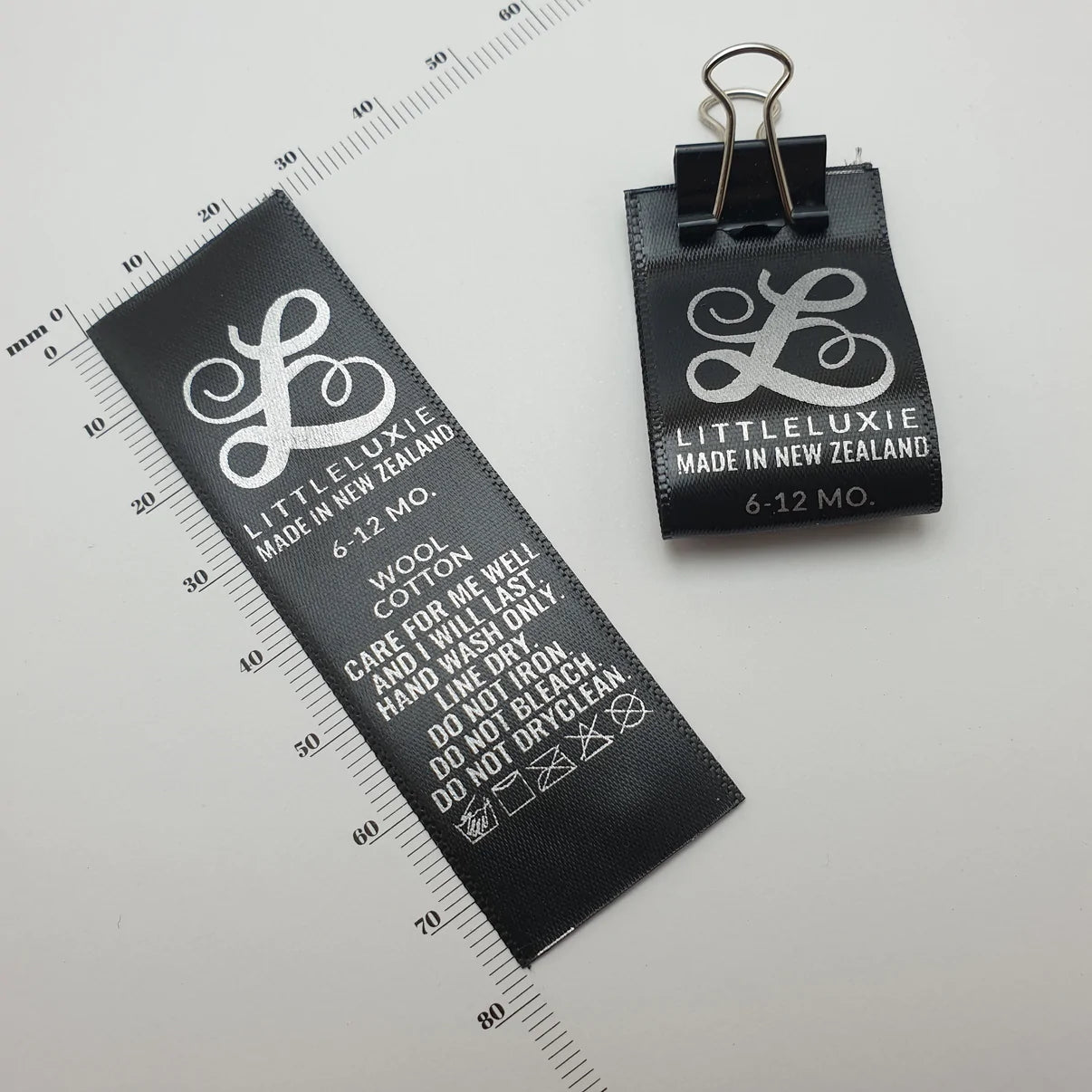 ~BLACK SATIN - STANDARD PRINT - FABRIC LABELS