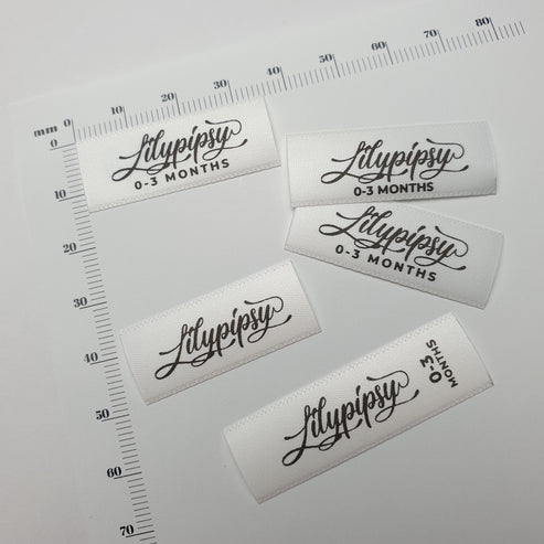 White Satin / 14mm / SHORT - Labels use only up to 44mm of material length per label