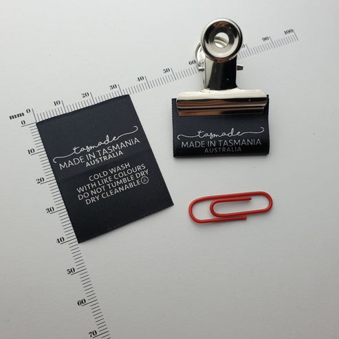 Black Satin / 32mm / SHORT - Up to 44mm per label (max 22mm folded height)