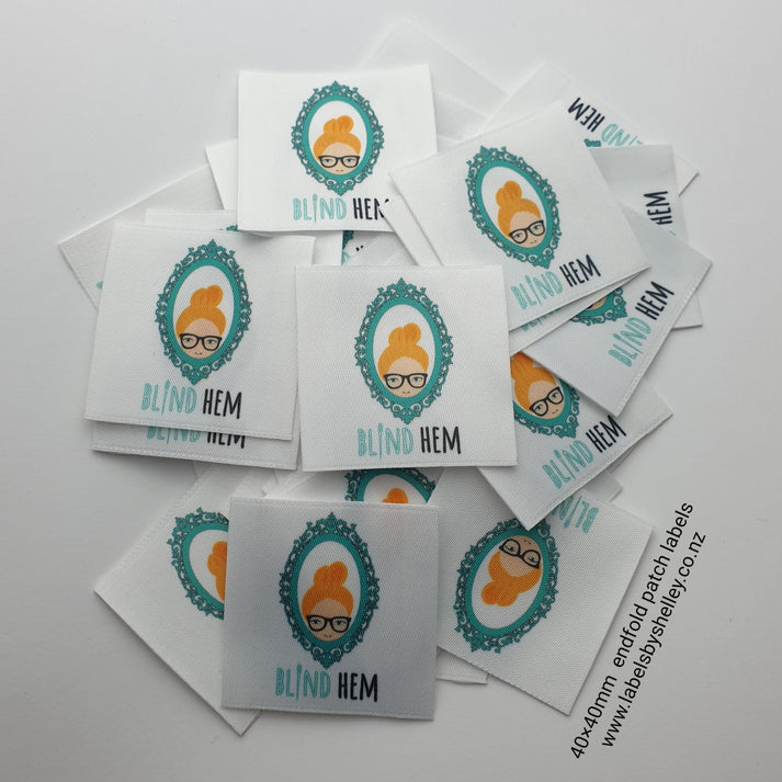 Precut patch/endfold labels (fixed size) / 40×40mm