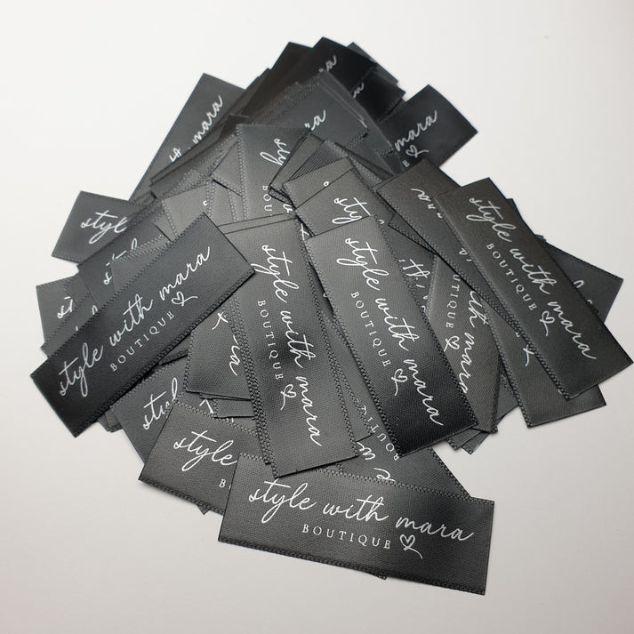 Black Satin / 32mm / SHORT - Labels use only up to 44mm of material length per label